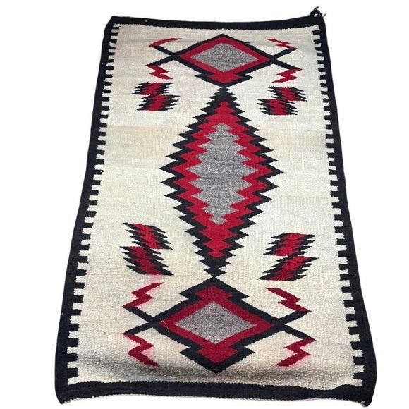 Vintage Navajo Red Mesa Native American Dine Wool Woven Rug Tapestry 1900s - Picture 7 of 7